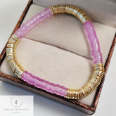 Baby Pink & Gold Heishi Bead Bracelet - Heishi Bracelets - Heishi Stacking Bracelets - Stretchable Bracelets, Women Bracelets